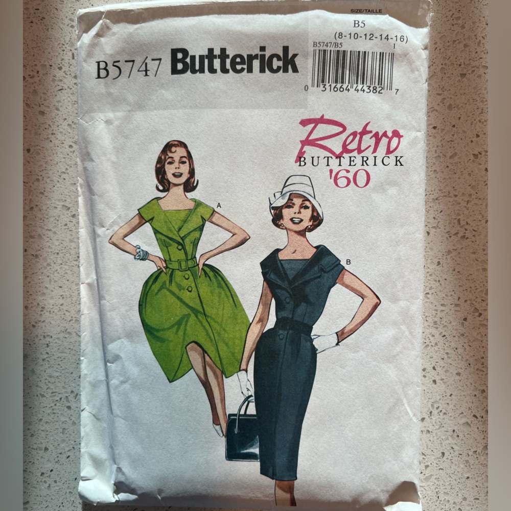 Butterick 5747 Uncut - Vintage Retro Dress Pattern 1960 - Size 8-16